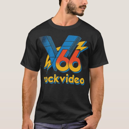 V66 レトロ ボストン ロック ビデオ Tシャツ (正面)