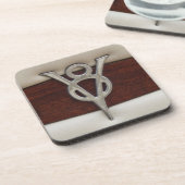 V8のクロム紋章革および木 コースター (左側)