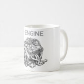 V8エンジンの鉛筆画 コーヒーマグカップ (正面右)