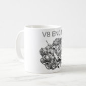 V8エンジンの鉛筆画 コーヒーマグカップ (正面左)