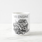 V8エンジンの鉛筆画 コーヒーマグカップ (中央)