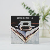 V8クロムブラック&グレーの男らしパーティー 招待状 (スタンド正面)