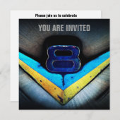 V8 パワーを誇るマッスルカーとクローム 招待状 (正面/裏面)