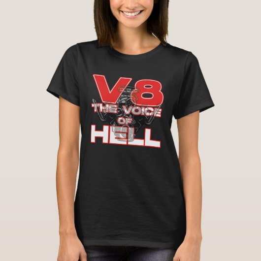 V8 Car Tuning Cylinder Workshop The Voice of Light Tシャツ (正面)