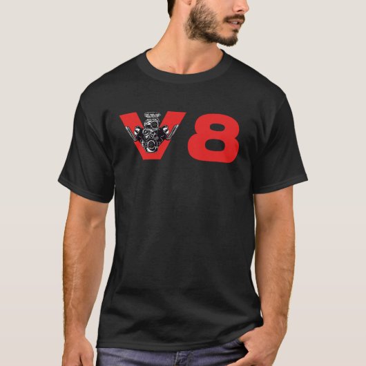 V8 Car Tuning Engine Workshop Tシャツ (正面)