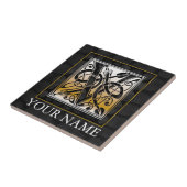 V "あなたの名前"ケルト黒石モノグラムタイル タイル (側面)