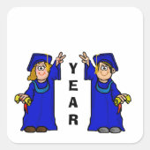 「V」の署名名タグを使用した卒業生の方カスタマイズ向 スクエアシール (正面)