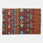 (v)アステカなスタイルPtn -オレンジ黄色の紫系統及びBlk キッチンタオル (横)