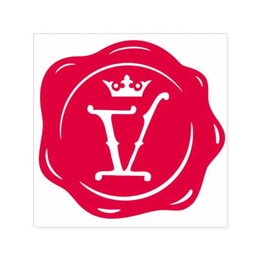 V -アンティークワックスシールゴシック王冠イニシャル文字 セルフインキングスタンプ (デザイン)