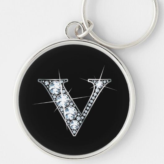 「V」ダイヤモンドキーチェきらきら光るーン キーホルダー (正面)