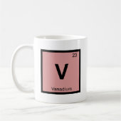 V - バナジウム 化学 周期表 シンボル コーヒーマグカップ (左)