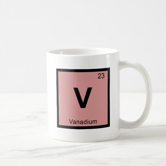 V - バナジウム 化学 周期表 シンボル コーヒーマグカップ (右)