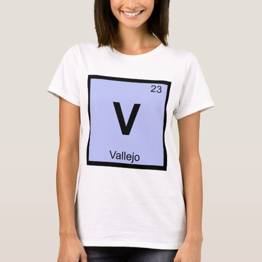 V - バレホ カリフォルニア 化学周期表 Tシャツ (正面)