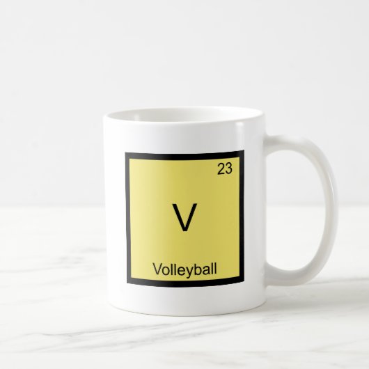 V - バレーボール おもしろ 化学 元素記号 Tシャツ コーヒーマグカップ (右)