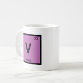 V - ビオラ音楽 化学周期表シンボル コーヒーマグカップ (正面左)