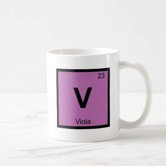 V - ビオラ音楽 化学周期表シンボル コーヒーマグカップ (右)