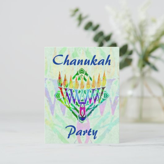 V (ユダヤ教)メノラーのハヌカー(ユダヤ教の祭り)のパーティの招待状 招待状 (スタンド正面)