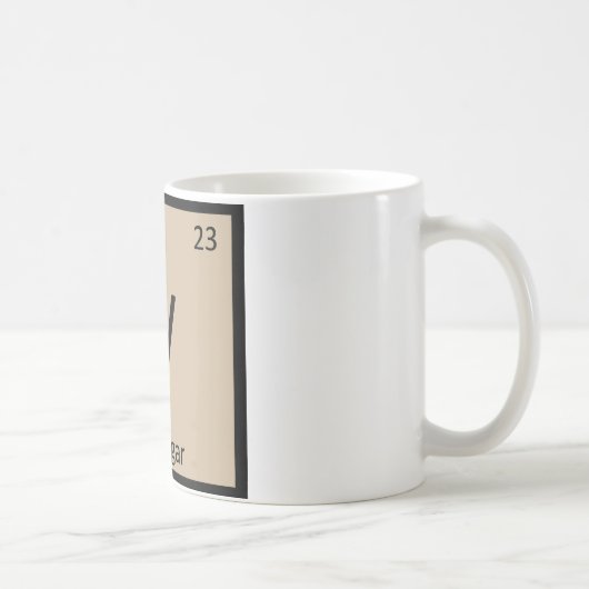 V - 酢の化学周期表記号 コーヒーマグカップ (右)