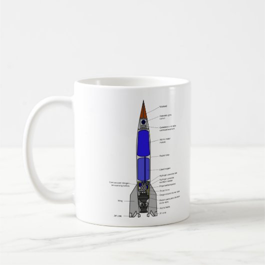 V-2ロケットのデザインの図式的な図表 コーヒーマグカップ (左)