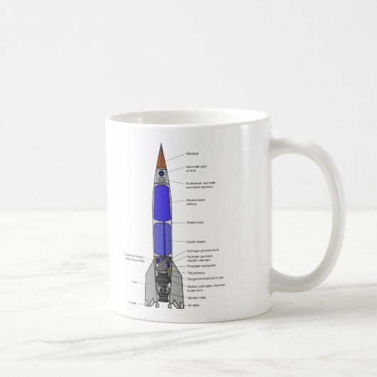 V-2ロケットのデザインの図式的な図表 コーヒーマグカップ (右)
