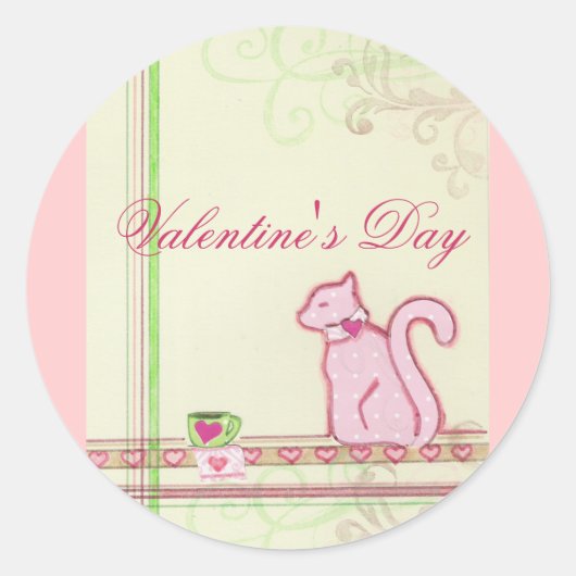 V-Day Catステッカー ラウンドシール (正面)