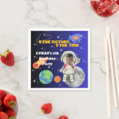  V For Victory V For Fun 宇宙飛行士の男の子の誕生日  スタンダードカクテルナプキン (インサイチュ)