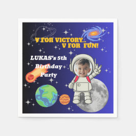  V For Victory V For Fun 宇宙飛行士の男の子の誕生日  スタンダードカクテルナプキン