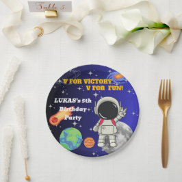  V For Victory V For Fun 宇宙飛行士の男の子の誕生日  ペーパープレート