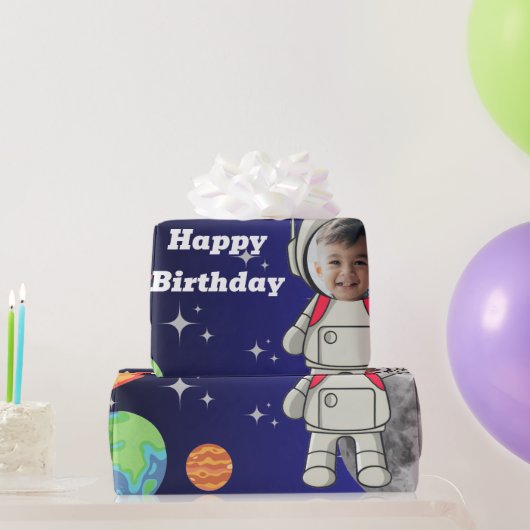 V For Victory V For Fun 宇宙飛行士の男の子の誕生日 ラッピングペーパー (パーティーギフト)