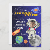V For Victory V For Fun 宇宙飛行士の男の子の誕生日 招待状 (正面)