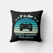 V for Video Games Not Valentines - おもしろいレトロ列 クッション (裏面)