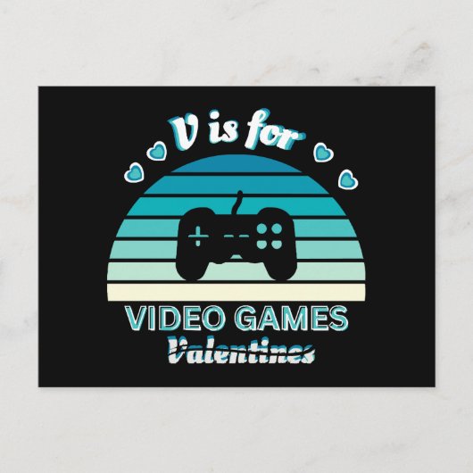 V for Video Games Not Valentines - おもしろいレトロ列 シーズンポストカード (正面)