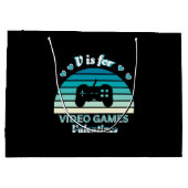 V for Video Games Not Valentines - おもしろいレトロ列 ラージペーパーバッグ (裏面)