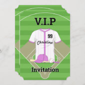 V.I.P野球誕生日ピンク 招待状 (正面/裏面)