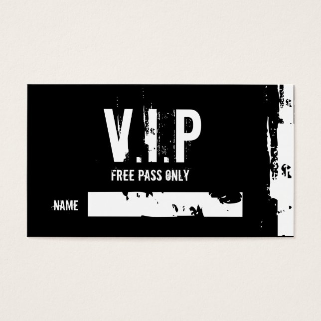 V.I.P, I, I, FREE PASS ONLY, NAME, _, _ (正面)