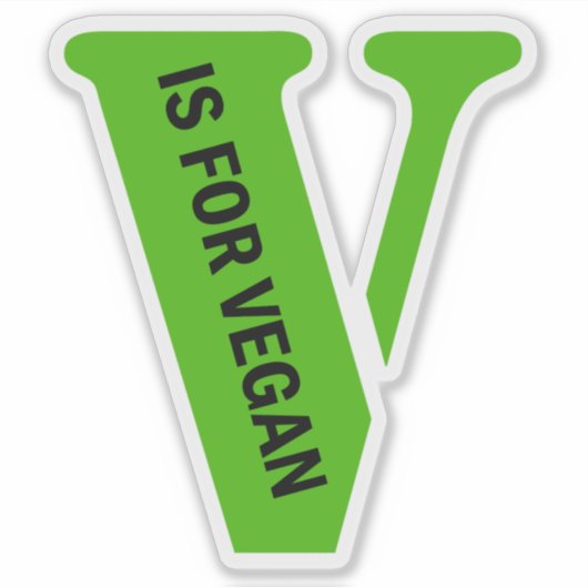 "V" is fo Vegan,  Sticker シール (正面)