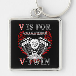 V is for Valentine, V-Twin Motorcycle. Biker キーホルダー