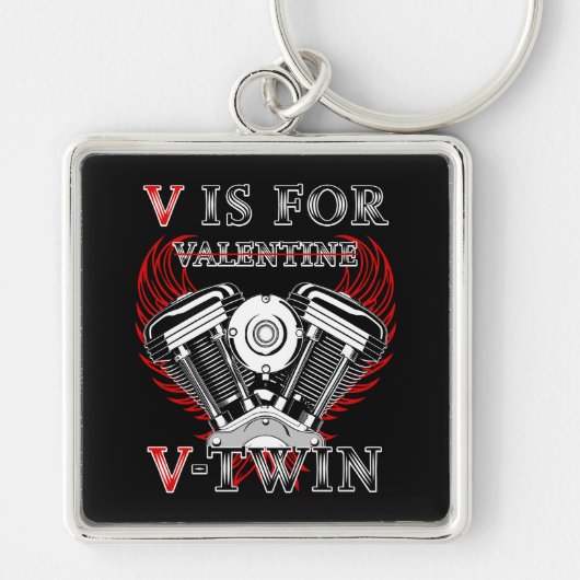 V is for Valentine, V-Twin Motorcycle. Biker キーホルダー (正面)