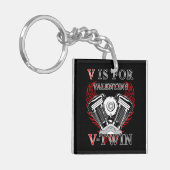 V is for Valentine, V-Twin Motorcycle. Biker キーホルダー (正面左)