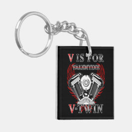 V is for Valentine, V-Twin Motorcycle. Biker キーホルダー