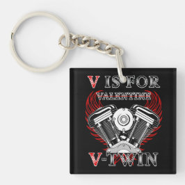 V is for Valentine, V-Twin Motorcycle. Biker キーホルダー