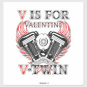V is for Valentine, V-Twin Motorcycle. Biker シール (シート)