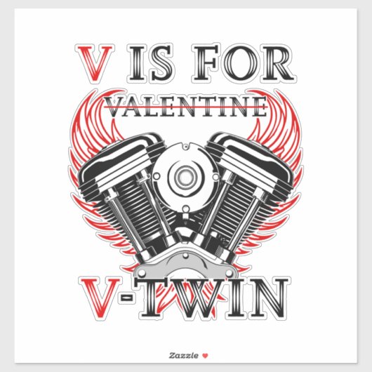 V is for Valentine, V-Twin Motorcycle. Biker シール (シート)