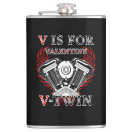 V is for Valentine, V-Twin Motorcycle. Biker フラスク
