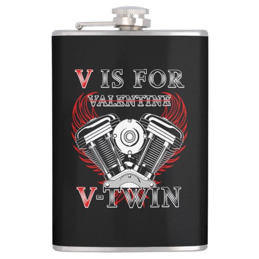 V is for Valentine, V-Twin Motorcycle. Biker フラスク (正面)