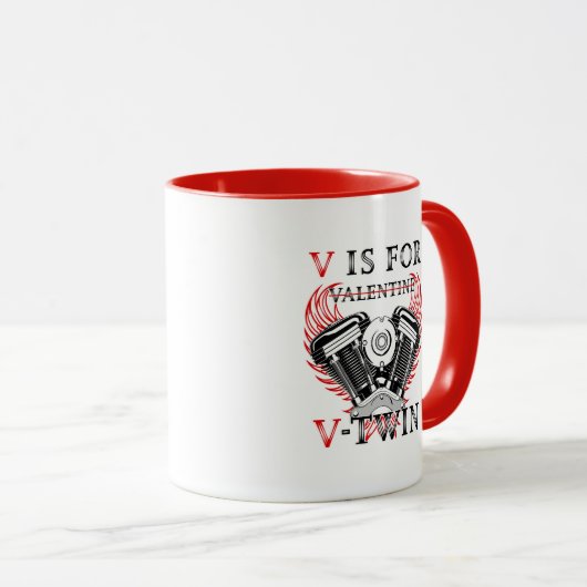 V is for Valentine, V-Twin Motorcycle. Biker マグカップ (正面右)