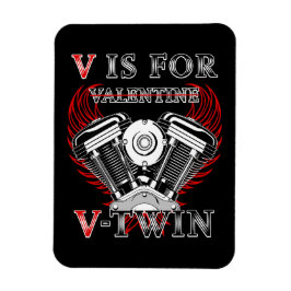 V is for Valentine, V-Twin Motorcycle. Biker マグネット