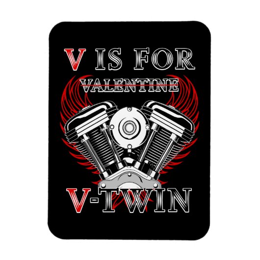 V is for Valentine, V-Twin Motorcycle. Biker マグネット (縦)