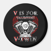 V is for Valentine, V-Twin Motorcycle. Biker マグネット (正面)