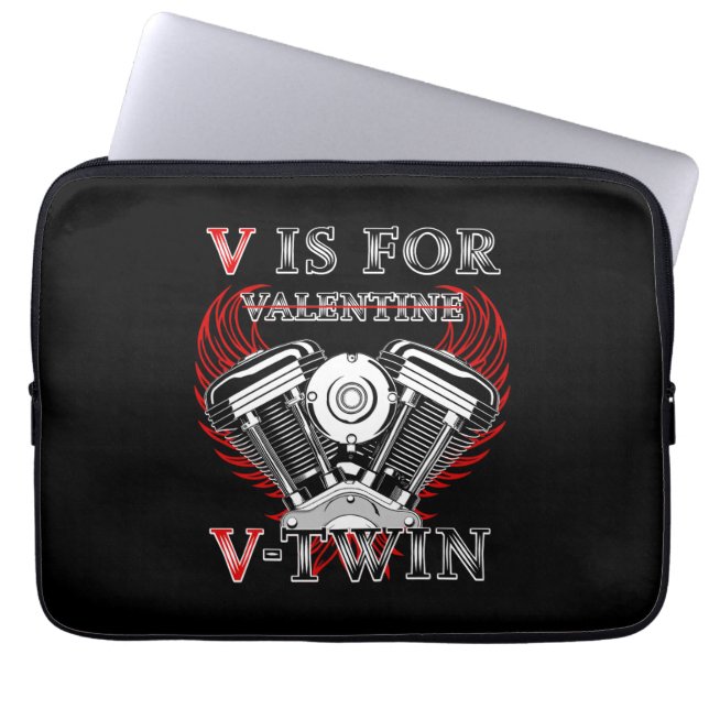 V is for Valentine, V-Twin Motorcycle. Biker ラップトップスリーブ (正面)